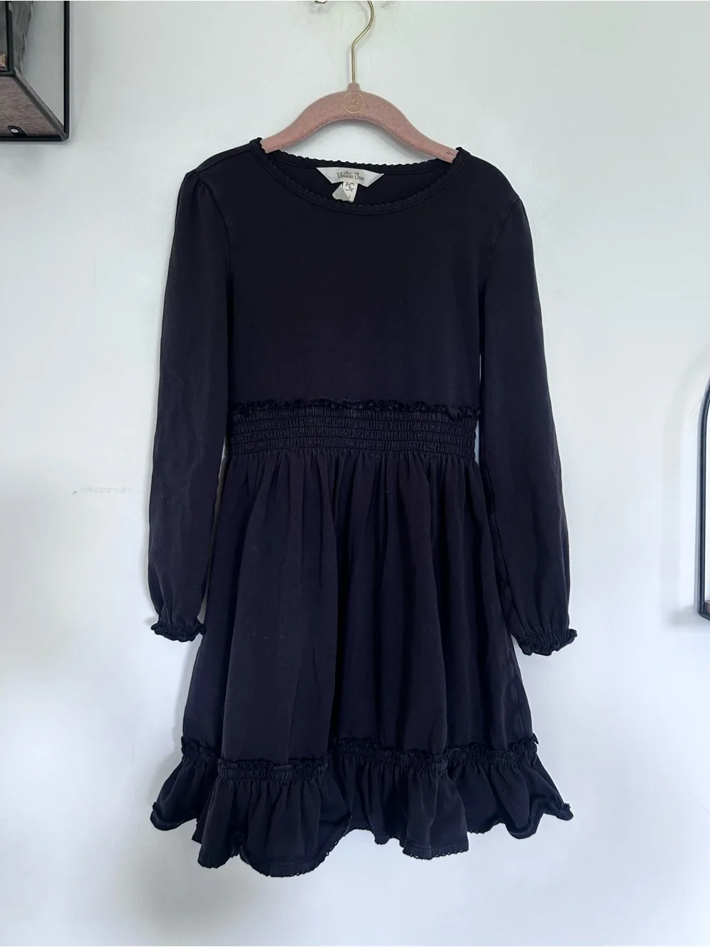 Matilda Jane Black Long Sleeve Ruffle Hemmed Dress Size 6